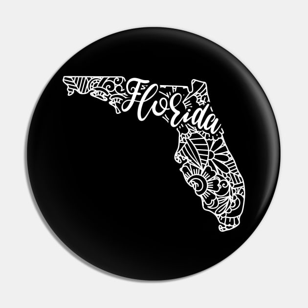 Florida USA Mandala Art Gift Pin by JKFDesigns