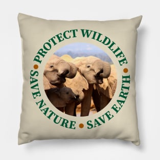 Wildlife Conservation Earth Day Elephant Drinks Pillow