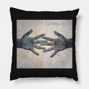 steampunk hands together Pillow