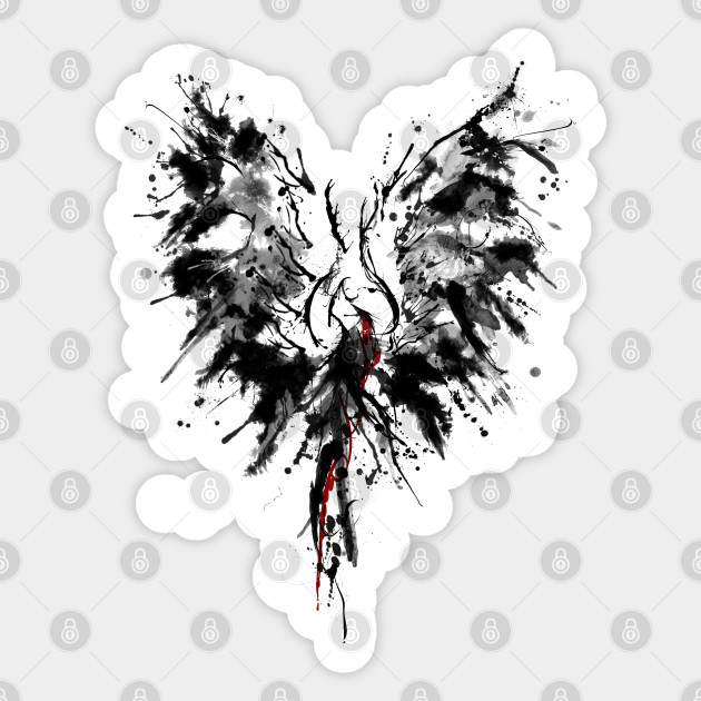 Phoenix Abstract Painting Bird Black 1 Phoenix Bird Sticker