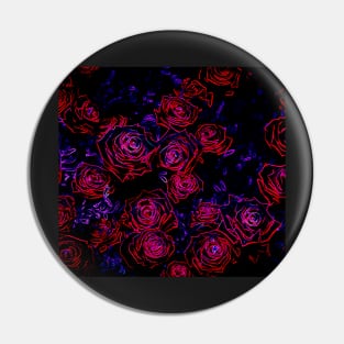 Red Neon Roses Pin