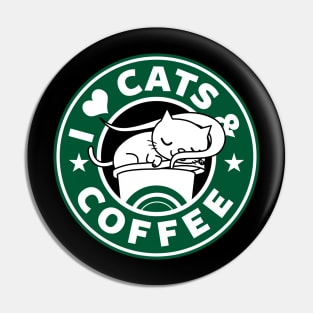 I Love Cats And Coffee Cute Cat Lover And Coffee Drinker Gift Pin