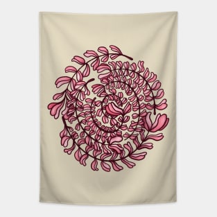 Pink Floral Wreath Spiral Tapestry