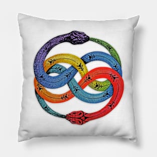 Ouroboros with Chakras Colors Pillow