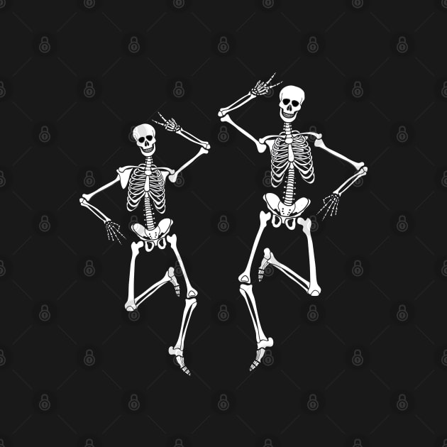 Dancing skeletons, funny skull design by beakraus