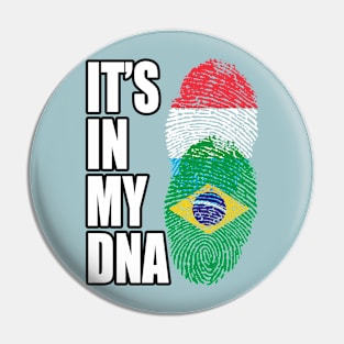 Luxembourgish And Brazilian Mix Heritage DNA Flag Pin