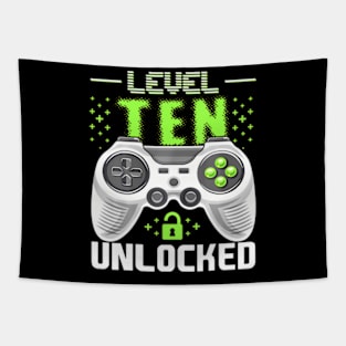 Level 10 Unlocked Video Gamer 10th Birthday Tapestry