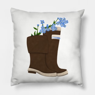 Paper Forget Me Not Rain Boots Pillow