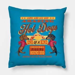 Funny doxie Dogs on an Amazing Dachshunds tee Pillow