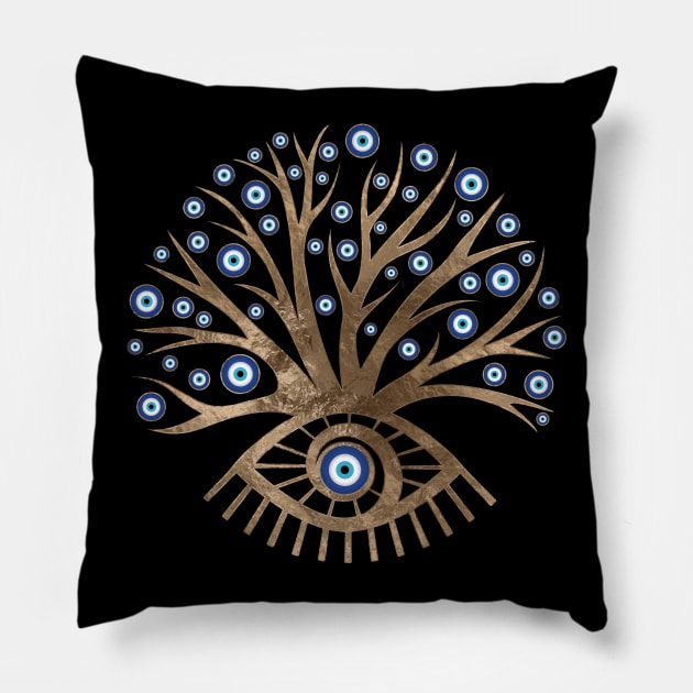 Greek Eye Tree - Mati Mataki - Matiasma Pillow by Nartissima