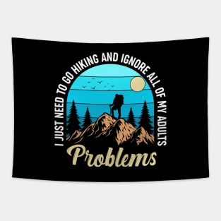 I Just Need to Go Hiking Camping Funny Retro Hiking Mountain Tapestry