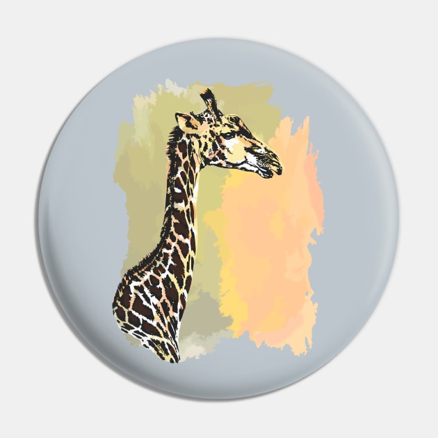 Giraffe Line & Wash Watercolor Painting for Giraffe Fans Pin by scotch