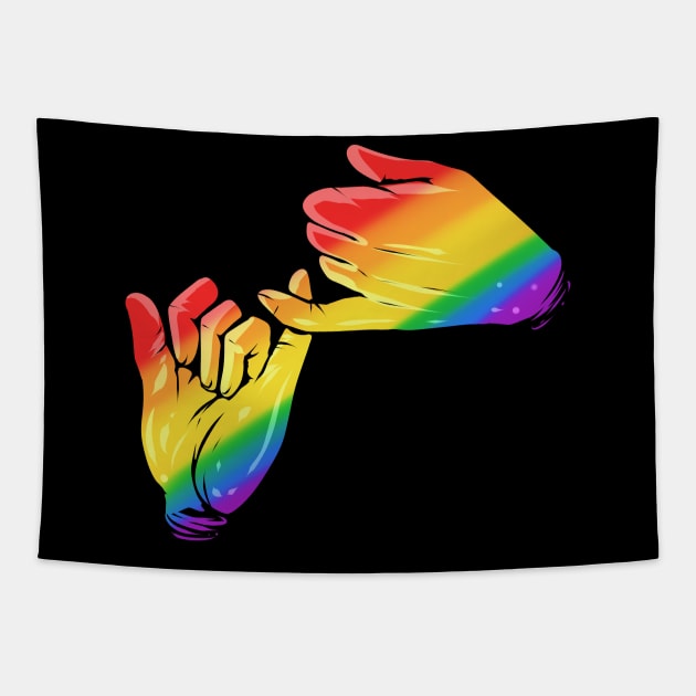 Colorful Rainbow Hands Pinky Swear Promise LGBTQ Pride Month Tapestry by SinBle