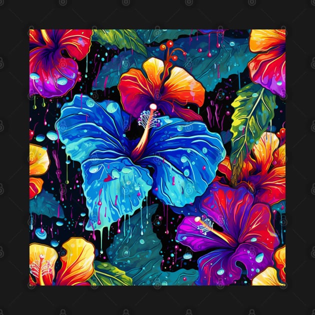 Colorful hibiscus pattern by BloodRubyz