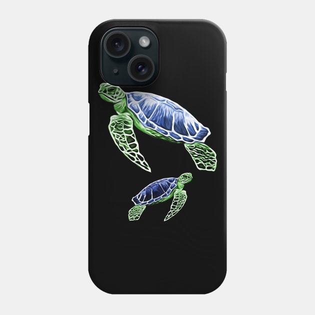 Blue Green Sea Turtles Phone Case by RockettGraph1cs