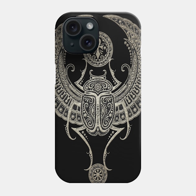 Dark Winged Egyptian Scarab Beetle with Ankh Phone Case by jeffbartels