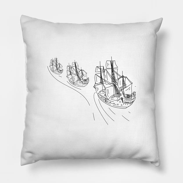 Ship Ocean Sea Sail Pirates Freedom Adventure Waves travel Modern Gift Pillow by Kibo2020