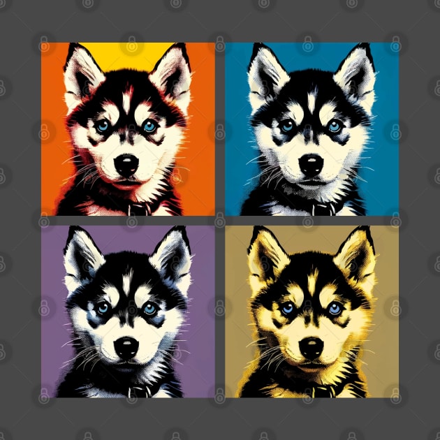 Pop Retro Siberian Husky Art - Cute Puppy by PawPopArt