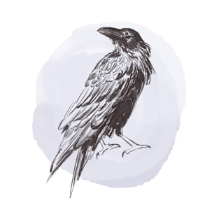 Hand drawn illustration of raven forest bird T-Shirt