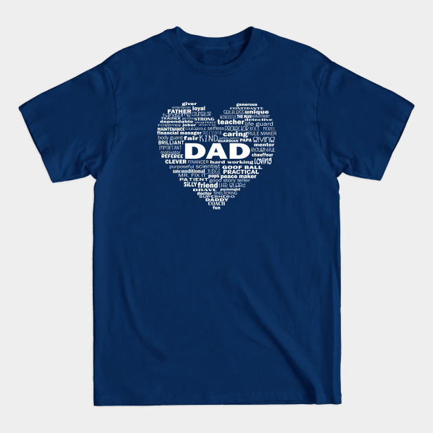 Dad Heart Word Cloud - White - Dad - T-Shirt