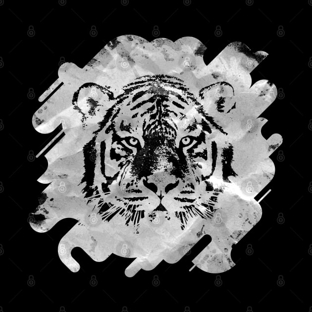 Black and white Tiger portrait  on paper canvas by Nartissima