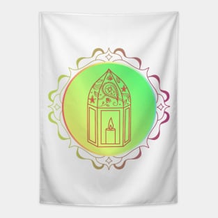 Glowing Candle Lantern Tapestry