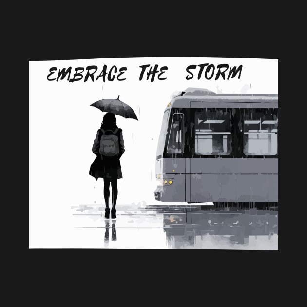 Embrace The Storm Girl Bus Stop by Ceiko