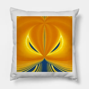 ESCAPE TO THE BEACH. Abstract symmetrical design in vivid yellow and bright blue Pillow