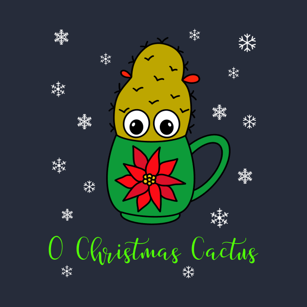 O Christmas Cactus - Small Christmas Cactus In Poinsettia Mug by DreamCactus