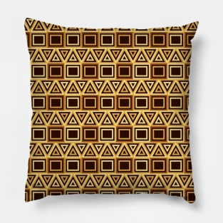 Brown and yellow geometric native south american indigenous pattern over a dark brown background Pillow