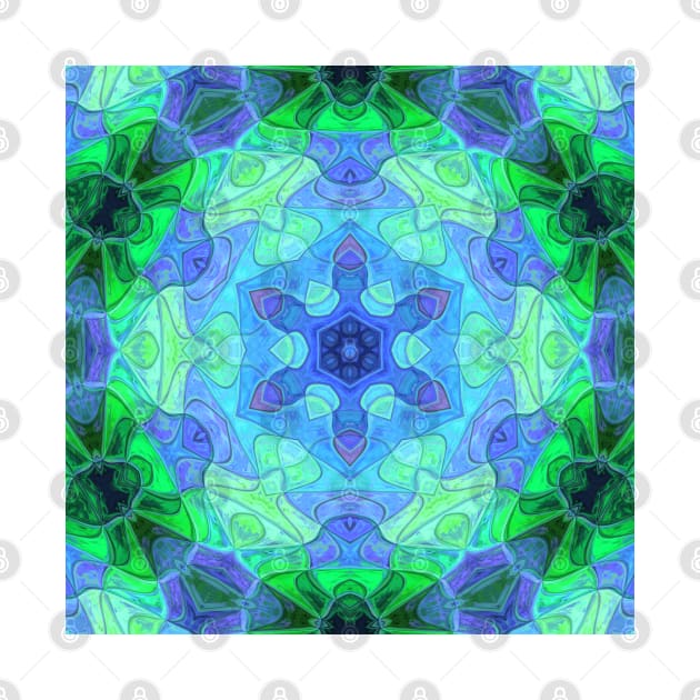 Mosaic Mandala Flower Green and Purple by WormholeOrbital