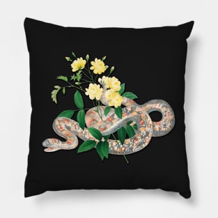 Vintage Snake and Yellow Roses Pillow