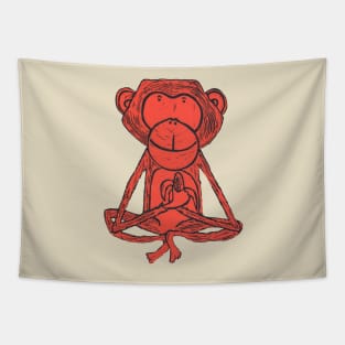 Monkey, cheeky red monkey, on pale stone Tapestry