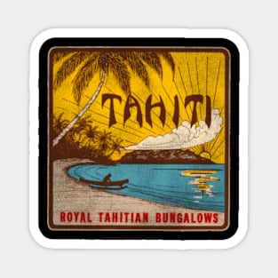 Dect Tahiti Bungalows Travel Luge Label Magnet