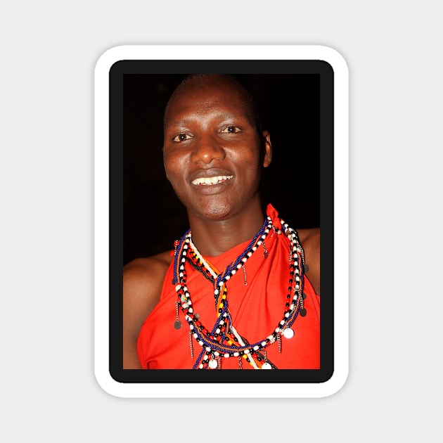 Moran Portrait, Maasai, or Masai, of Kenya & Tanzania Magnet by Carole-Anne