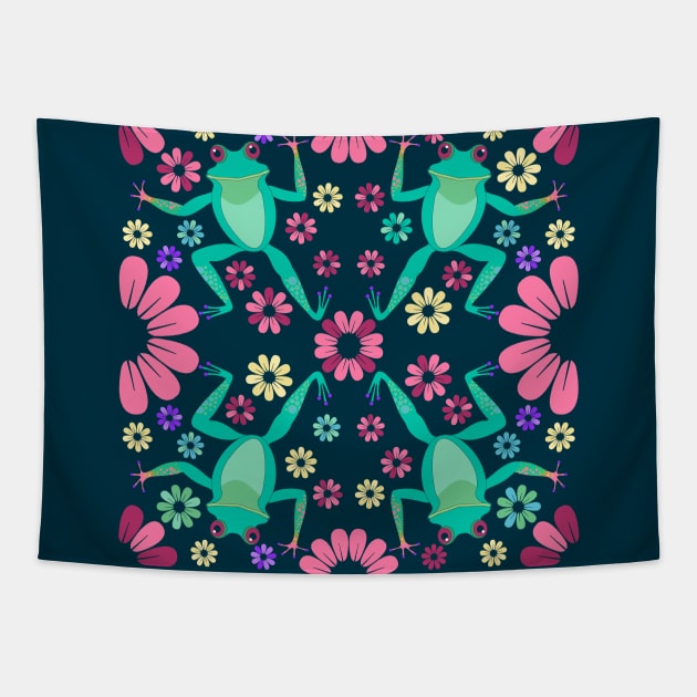 FLORAL FROG DANCE Tapestry by JeanGregoryEvans1