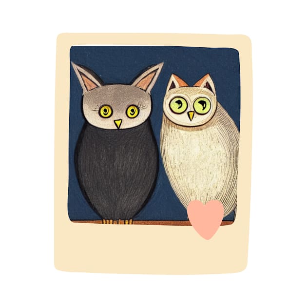 A Cat and An Owl Funny Pet Owner Love Frame by Trendy-Now