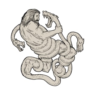 Hercules Fighting  Lernaean Hydra  Drawing T-Shirt
