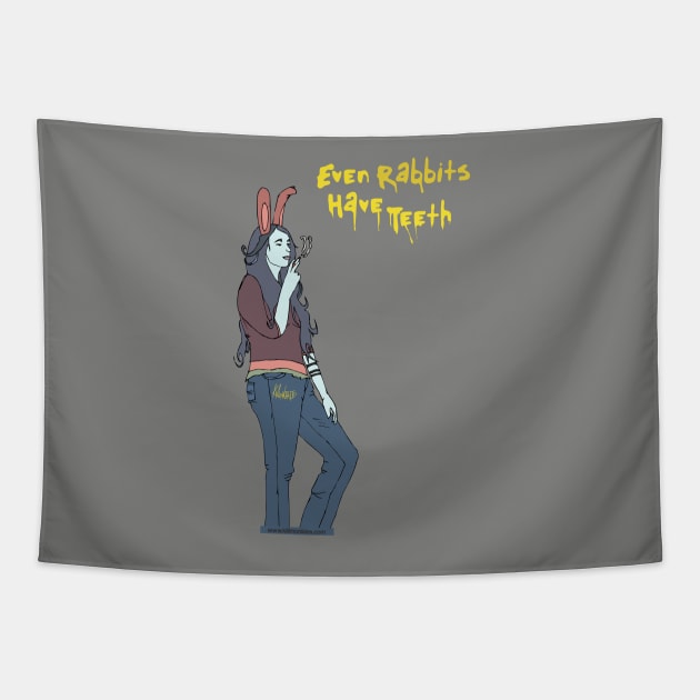 Even Rabbits Have Teeth Tapestry by killmonkies