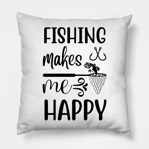 Less Talk More Fishing - Gift For Fishing Lovers, Fisherman - Black And White Simple Font Pillow by Famgift