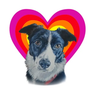 Beautiful painting of a collie dog in a heart T-Shirt