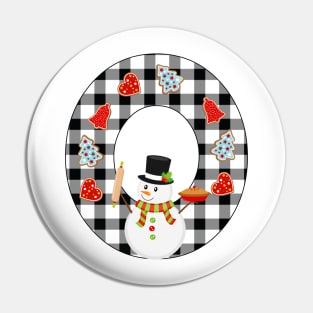 BW Buffalo Checks Pattern Monogram O | Snowman Pin