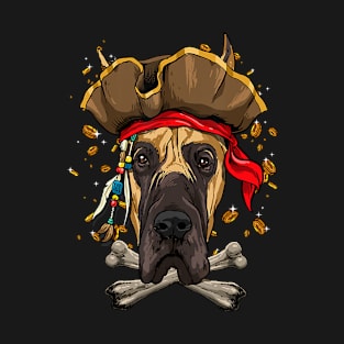 Great Dane Pirate Dog Halloween T-Shirt