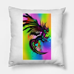 Colorful Hippie Anime Dragon Pillow