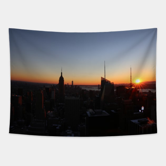 Downtown New York City Skyscrapers during Sunset in Winter Tapestry by Christine aka stine1