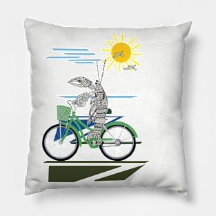 Lobster, Bike Riding Lobster, Zentangle Lobster Pillow