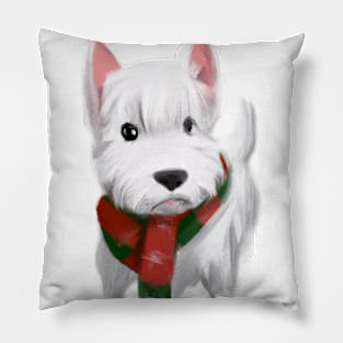 Cute West Highland White Terrier Drawing Pillow
