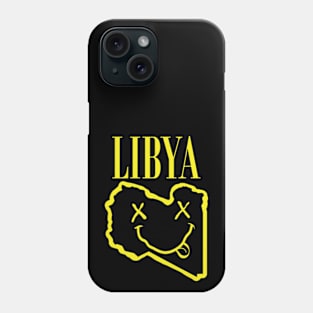 Vibrant Libya Africa x Eyes Happy Face: Unleash Your 90s Grunge Spirit! Smiling Squiggly Mouth Dazed Smiley Face Phone Case