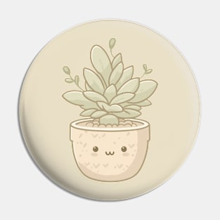 Cute Succulent Plant in Kawaii Style | Kawaii House Plant Illustration | Cute Kawaii Potted Plant Pin