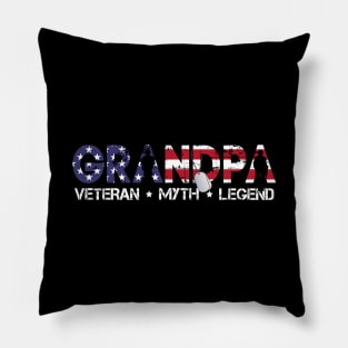 Grandpa The Veteran The Myth The Legend T Shirt Funny Fathers Day Tee for Guys Pillow